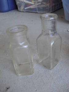 Lot of 2 Vintage Clear Glass Medicine Bottles LOOK  