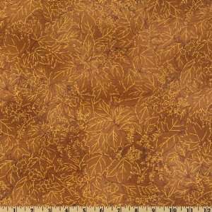  44 Wide Falls Pallette Leaf Outline Brown/Gold Fabric 
