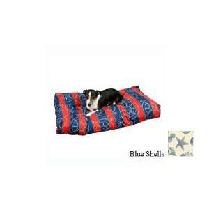   Nautical Rectangle Pillow Pet Bed, Medium, Blue Shells