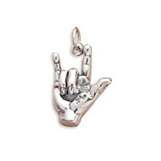   Silver 3D ASL I Love You Sign Language Charm Jewelry 