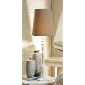  Accent Table Lamp White Wood Base Linen Silk Shade