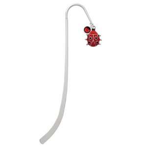  Red Ladybug Silver Plated Charm Bookmark with Siam 