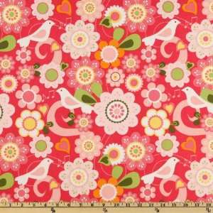   Wide Summer Song Bird Pink Fabric By The Yard Arts, Crafts & Sewing