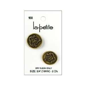  LaPetite Buttons 3/4 Shank with Crest Gold 2pc Arts 