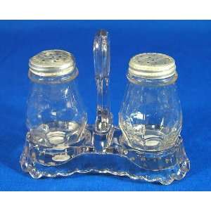  U. S. Glass Salt and Pepper Shakers with tray   UTAH 