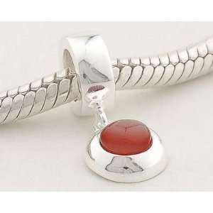 925 Sterling Silver Ring Shape Dangle with Red Bead for Pandora, Biagi 