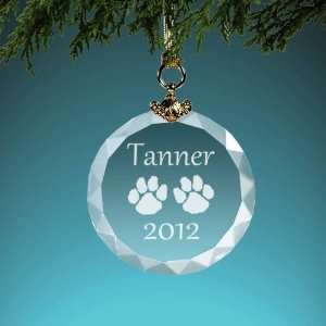    Personalized Paw Print Crystal Christmas Ornament 