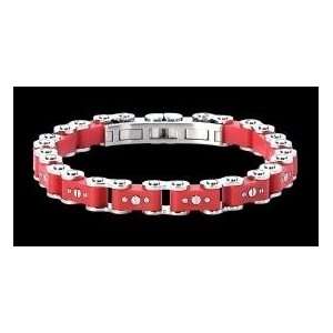 Icelink Bicycle Bracelet PU SM Red/Stainless Steel 6.0mm (CLEARANCE)