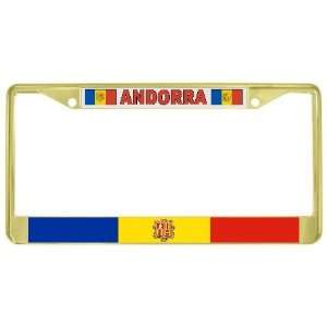  Andorra Principality Flag Gold Tone Metal License Plate 