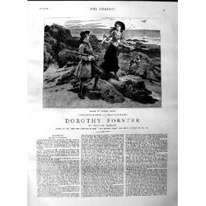  1884 ILLUSTRATION STORY DOROTHY FORSTER GIRL MAN DOG