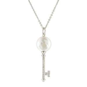  Sterling Silver White Coin Freshwater Cultured Pearl and 