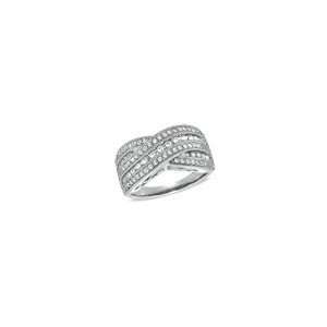 ZALES Diamond Crossover Multi Row Band in Sterling Silver 1/2 CT. T.W 