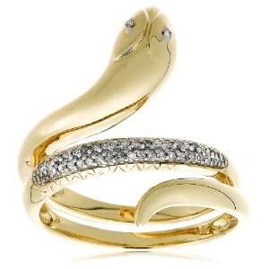 10k Yellow Gold Diamond Snake Ring (1/10 cttw, I J Color, I3 Clarity 