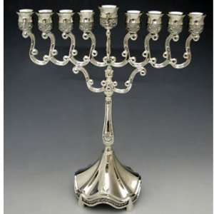    Silver Plated Hanukkah Menorah for Candles 
