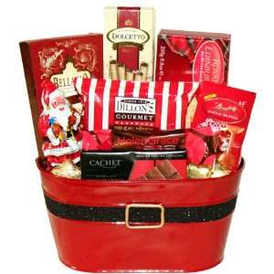 Santas Sweets Christmas Gift Basket with Chocolates and Cookies 