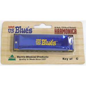   US Blues 10 Hole Blues Style Harmonica, Key of C Musical Instruments