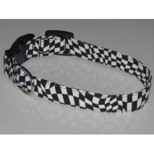  Black White Checkered Finish Line Race Flag Dog Collar 