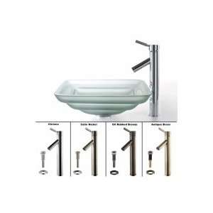 Kraus Kraus Frosted Oceania Glass Vessel Sink and Sheven Faucet C GVS 