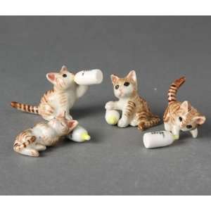   Miniature Porcelain Animals Orange Tabby Kittens #409