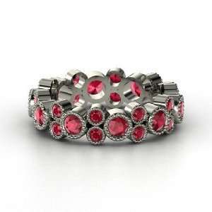  Hopscotch Eternity Band, 14K White Gold Ring with Ruby 