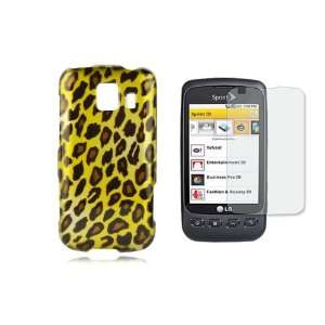  Optimus V Snap on Phone Shell Case (Leopard Yellow) + Clear Screen 