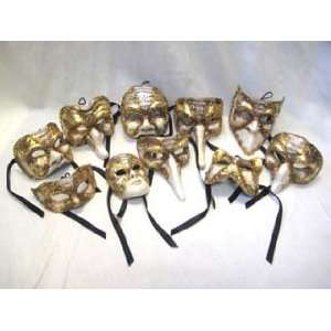   Masquerade Miniature Assorted Set Of 10 Music Gold/White Carnival Mask