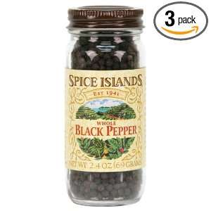 Spice Islands Whole Black Pepper (Peppercorns), 2.4 Ounce (Pack of 3 