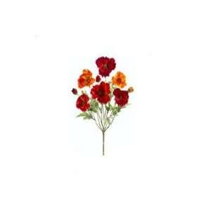 18 Silk Small Poppy Flower Bush  Red/Orange (case of 12 