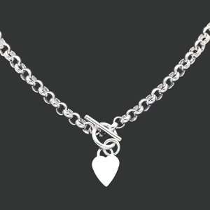    925 Sterling Silver Heart Toggle Clasp Cable Necklace Jewelry