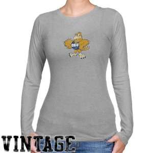 Oral Roberts Golden Eagles Ladies Ash Distressed Logo Vintage Long 