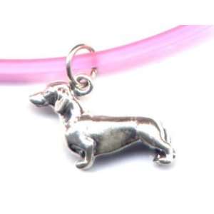   Pink Dachsund Ankle Bracelet Sterling Silver Jewelry