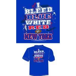   Blue I Bleed Blue, White, and Red   GO New York T Shirt X Large