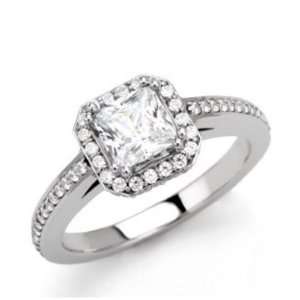14K Princess Diamond Semi Mount Engagement Ring Custom Diamond Halo 