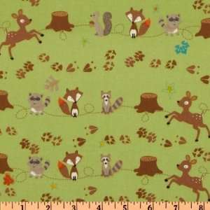  43 Wide Fox Trails Flannel Animal Stripe Green Fabric By 