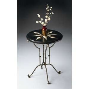  Metalworks Accent Table with Fossil Stone Veneer Top