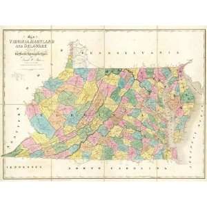  Map of Virginia, Maryland and Delaware, 1839 Arts, Crafts 
