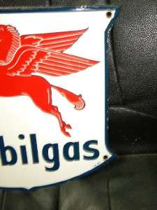 Old Mobilgas Gas Pump Station Oil Porcelain Sign w/ Pegasus ORIGINAL 