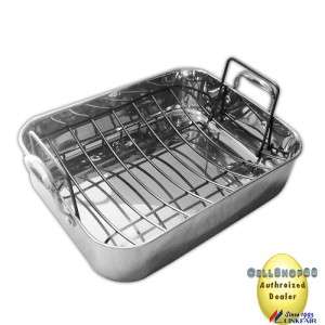 17 inch square Roasting Pan Baker with Rack 18/8 Stainless   Linkfair 