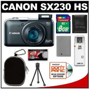  Canon PowerShot SX230 HS Digital Camera (Black) with 8GB 
