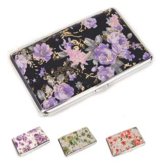 Women Fashion Flower Cigarette Metal Case Box Holder Lady Elegant Card 