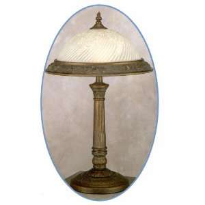  Clio Table Lamp in Patina Finish & Frosted Glass