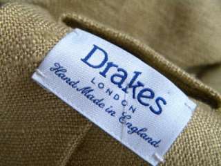 DRAKES London Raw Khaki Silk Tie Hand Made in England  