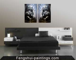 Fu Dogs Painting, Foo Dogs Painting, Abstract Art  
