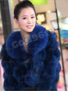 100% Real Genuine Fox Fur Fox Collar Coat Jacket Outwear Vintage 