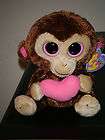   the 6 Valentine Monkey Ty Beanie Baby Boos Boos Babies NEW ~ IN HAND