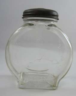 Antique Vintage Clock Jar Nashs Mustard Condiment Clear Glass Bottle 