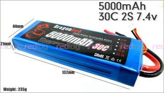 DragonRed 5000mAh 2S 7.4v 30C Lipo Battery You can change to your 