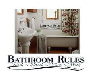 Bathroom Rules lettering decal saying quotes room wall vinyl sticker 