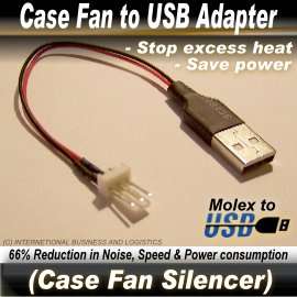PIN MOLEX 12V  5V USB ADAPTER QUIET CASE FAN EXTENSION CABLE CORD 