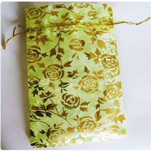  25 Green Rose Wedding Favor Jewelry Organza Gift Bags 